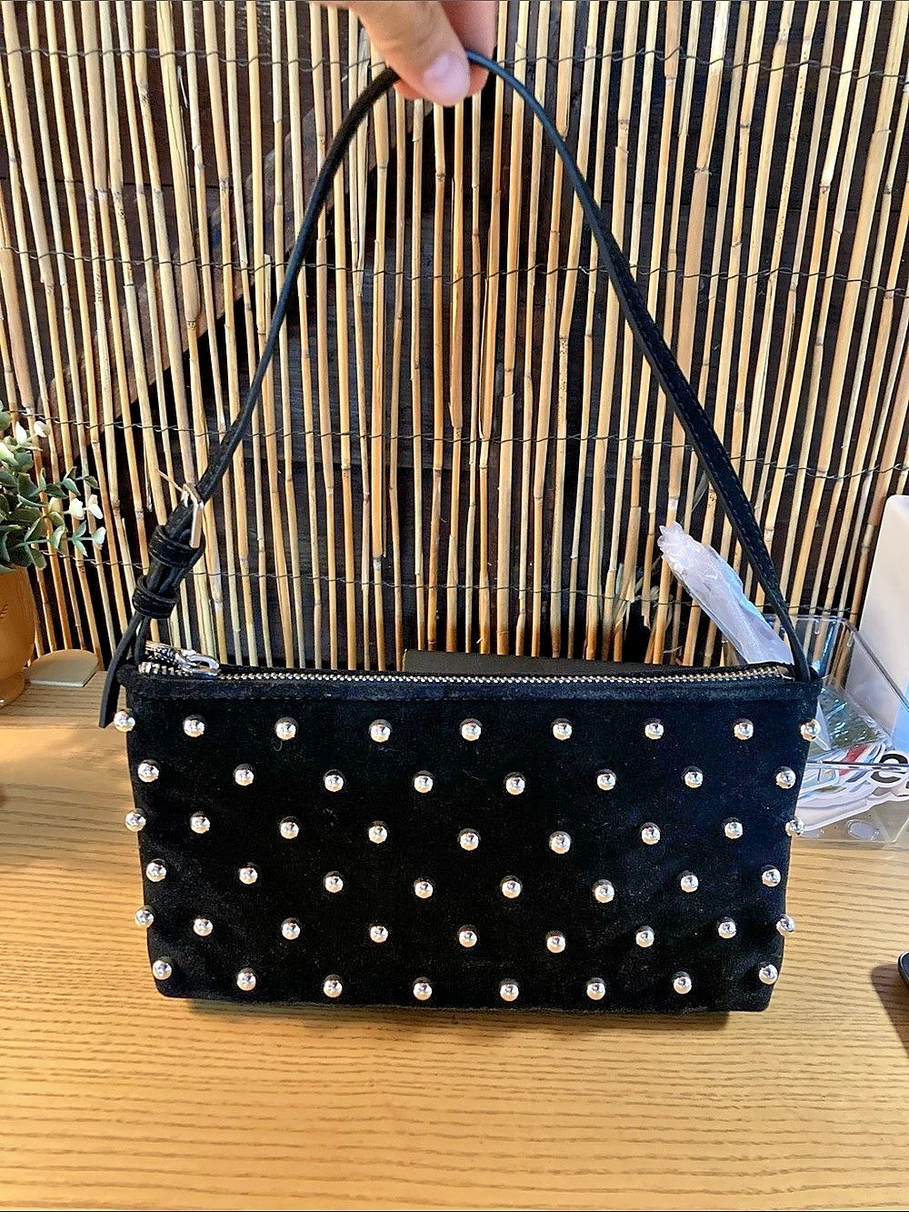 Mango Black Studded Shoulder Bag Like New